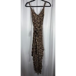 MICHAEL KORS Animal Print 100% Silk Camisole Midi Dress